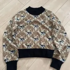 猫柄ニットセーター 長袖 ベージュ