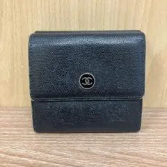 CHANEL ココボタン 2つ折り長財布 レザー ブラック 11303025 - メルカリ