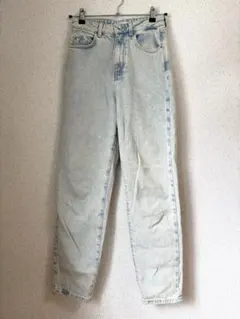 ZARA ハイウェスト　マムフィットデニムパンツ　ライトブルー