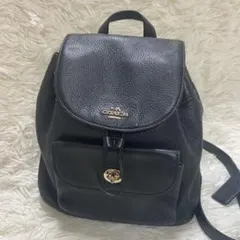 コーチ COACH レディース シボ革 ミニリュック バッグパック黒色