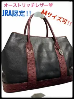 美品 JRA認定 ハンドバッグ オーストリッチ A4サイズ収納可能！間口大きめ！のサムネイル