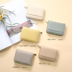 本革 ミニ財布 レディース カードケース ゴールドファスナー グレージュ