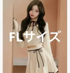 ウエストオープンリボンデザインニットミニワンピース　FL