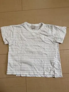 petit main プティマイン ボーダーTシャツ 100cm パープル