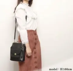 がま口 2way ショルダーバッグ 黒 縦型