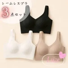 ノンワイヤー シームレスブラ ナイトブラ 3枚セット ブラジャー 美胸 補正 Lのサムネイル