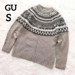 ☆美品　ジーユー　ノルディックセーター　ローゲージニット　ブラウン　S　6124