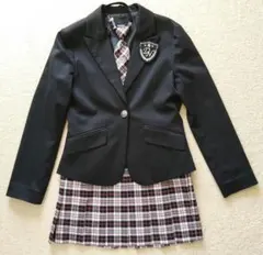 【クリーニング済み 3点セット】 ジャケット プリーツ ミニスカート ネクタイ