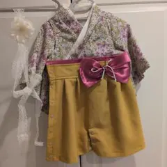 袴ロンパースとヘアアクセセット　スイートマミーお祝い着　袴ロンパース　着物