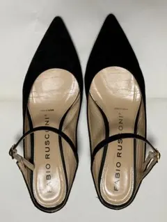 FABIO RUSCONI ブラック ポインテッドトゥパンプス