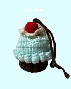 ミントのカップケーキ巾着/ハンドメイド/編み物