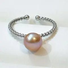 パープルパール　本真珠 リング　指輪 シンプル　7-8mm 無調色 無核