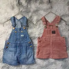 Lee デニム・Wranglerコーデュロイオーバーオールセット　90