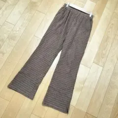 ✨niko and ...✨千鳥柄パンツ カジュアルパンツ【M】ウエストゴム茶系