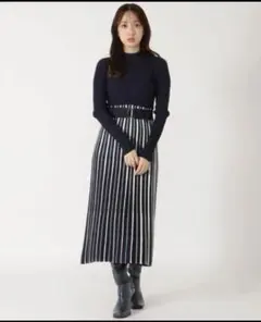 【REDYAZEL】レディアゼル ラメ 配色 プリーツ ニット ワンピース