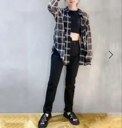 JEANASIS ラップデザイン ストレートデニムパンツ M ブラック