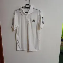 adidas ホワイト ポロシャツ 3本ライン
