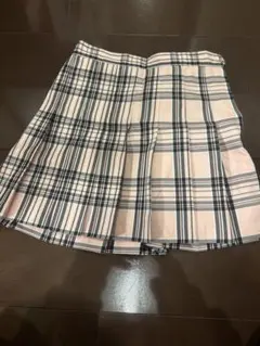 制服スカート　ピンク系チェックプリーツスカート