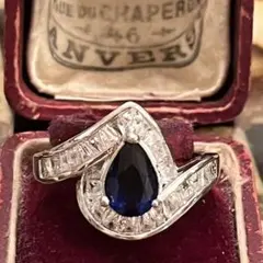 英国　ヴィンテージ　イギリス　推し活　青担当　銀色　シルバー　リング　21号