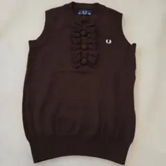 フレッドペリー ベスト ブラウン レディース フリル ウール100%