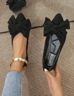 SHEIN ブラック リボンパンプスのサムネイル