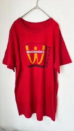 マクドナルド Ｔシャツ クルーネック 半袖 ロゴ 赤 綿 休日 3L