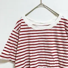 LOFT 【L】ロフト ボーダー カットソー クルーネック 半袖 ビッグサイズのサムネイル