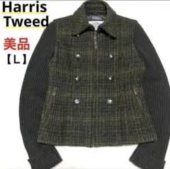 美品❣️ Harris Tweed ハリスツイード 異素材ジャケット チェック Ｌのサムネイル