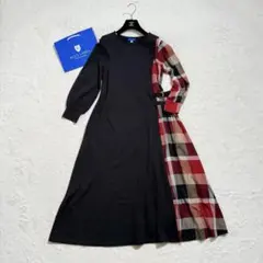 美品　ブルーレーベルクレストブリッジ　ソフトポンチドレス　ロング　チェック　38