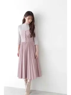 jillbyjillstuart ピンク　カラープリーツエコレザーワンピース