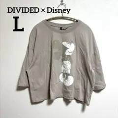 H&M ディズニー ミッキー Tシャツ L ベージュ オーバー七分袖 ショートのサムネイル