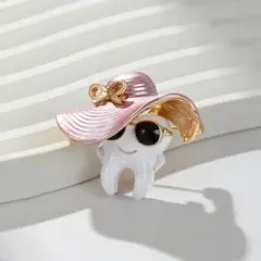 コサージュ お洒落 歯 デンタルケア ブローチ フォーマル ピンク 希少デザイン