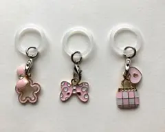 目印アクセサリー アンブレラマーカー 3個セット ピンク チャーム