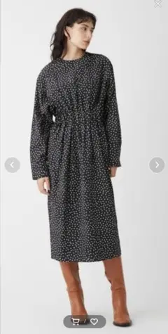 【新品】ミラオーウェン　ウエストタックデザインコクーンワンピース　ウォッシャブル