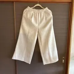 ライトグレー ワイドパンツ 暖かパンツ