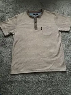 最終値下げ‼️abx ボタン付きヘンリーネック Tシャツ L ベージュ