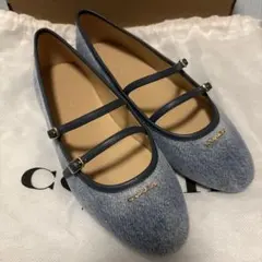 新品 COACH コーチ メリージェーン デニム パンプス フラットシューズのサムネイル