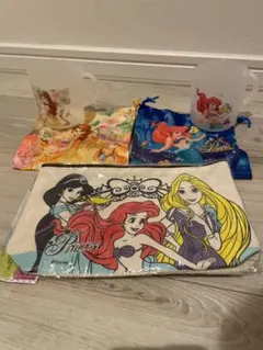 ディズニー プリンセス ポーチ+コップ＆巾着セット(アリエル＆ベル)２セット