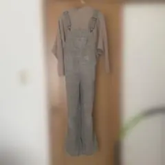 グレー コーデュロイ サロペット　セーター2点セット