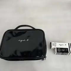 agnès b. エナメル化粧ポーチ 黒 口紅セット ジャンク品