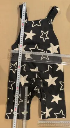 黒と白の星柄　オーバーオール 80cm