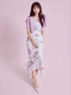 SNIDEL ペイントフラワープリントワンピース
