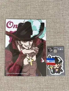 ワンピース ジャンフェス ブロマイド ミホーク　ドット絵　シール　2点セット