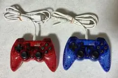 PS3対応コントローラー ホリパッド3 ミニ クリアレッド ブルー 2個セット
