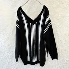 【INGNI】イング Vネックニットセーター ボーダー（M）　薄手