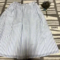 SHIPS フレアスカート　ひざ丈　ストライプのサムネイル
