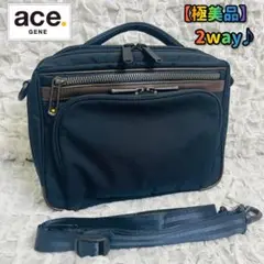 エースジーンace. ショルダーバッグ セカンド ナイロン 軽量ハンド紺2way