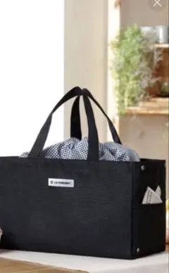 LE CREUSET エコバッグ ブラック ギンガムチェック