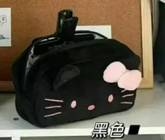 可愛いキティのマルチポーチ❤️滑らかフリース素材キティ柄の布地コスメや文具ケース