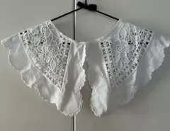 【新品未着用】刺繍入り ホワイト レース つけ襟